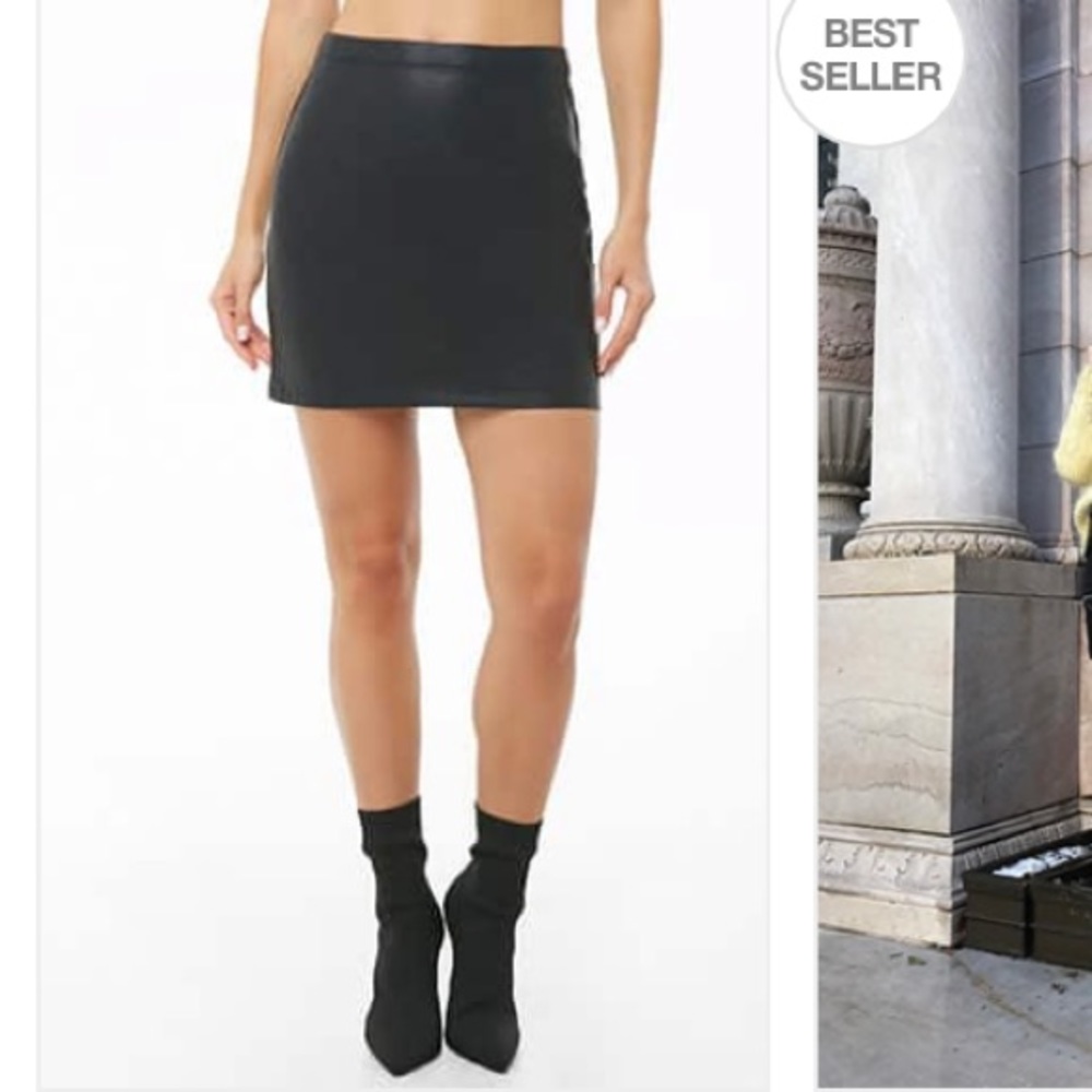 Black Mini Leather Skirt F21 Pleather Bodycon